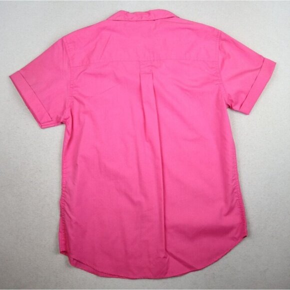 WOMEN'S PINK SHORT SLEEVE BUTTON-UP TOP - POCKETES - BASIC EDITIONS - SIZE S - Picture 7 of 7